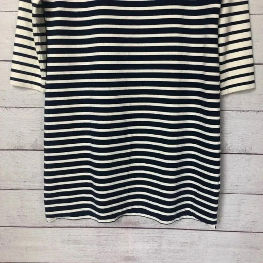 Vineyard Vines Navy Blue & White Nautical Stripe Long Sleeve Shift Dress S - Picture 9 of 9